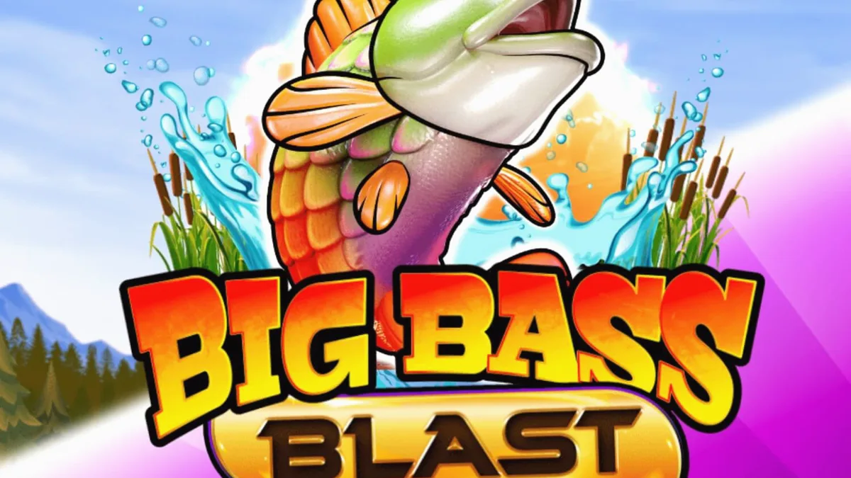Tampilan layar permainan slot Big Bass Blast dengan tema memancing futuristik